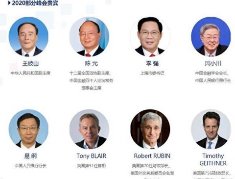 2020年10月,出席第二届外滩金融峰会的部分嘉宾名单。(网络截图)